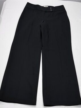 LOFT Julie Fit Wool Dress Pants Women’s 10 Black Wide Leg Lined 32” EUC